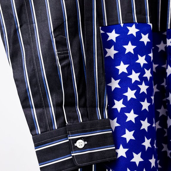 Comme des Garçons Homme Plus Star Pinstripes Grey Men's Button-Up - Picture 8 of 15